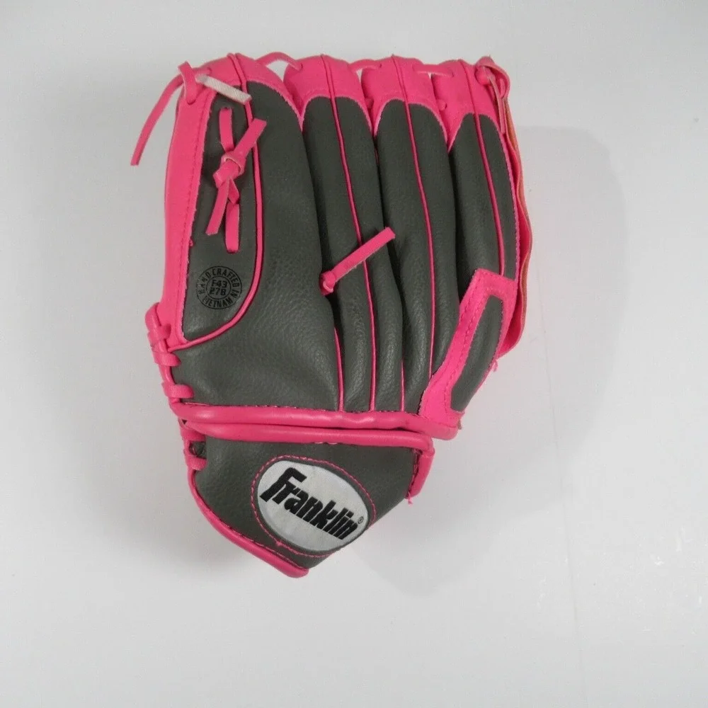 FRANKLIN Girls Pink Gray Contour Fit Baseball Glove RTP 22700 Durabond‎ LHG - Picture 4 of 9